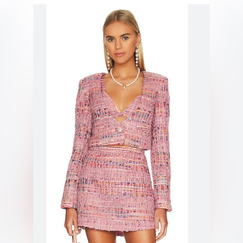 NWT For love and lemons 
Rainbow tweed dionne blazer